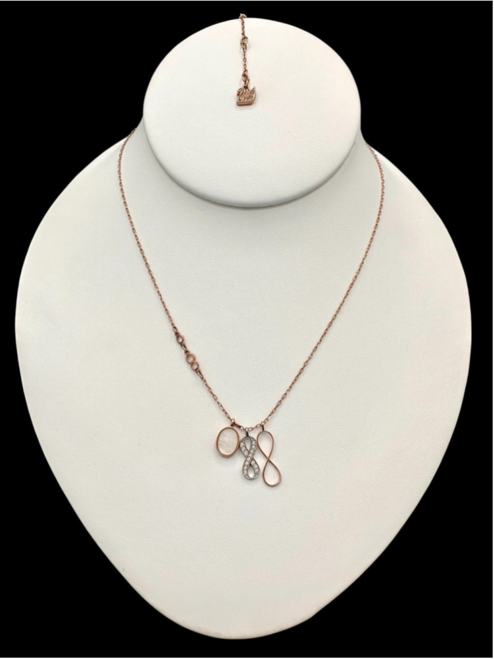 Swarovski Duo Infinity Signature Crystal Rose Gold Necklace 16”